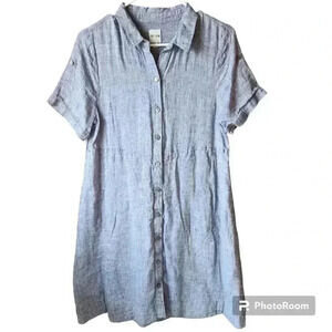 Nic+Zoe Dress Drifty Linen Shirt Dress Size Small